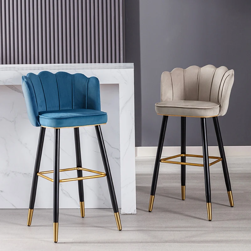Modern Nordic Luxury Blue Minimalist Dining Chairs Metal Design Banqueta Giratria Furniture Bar Chair