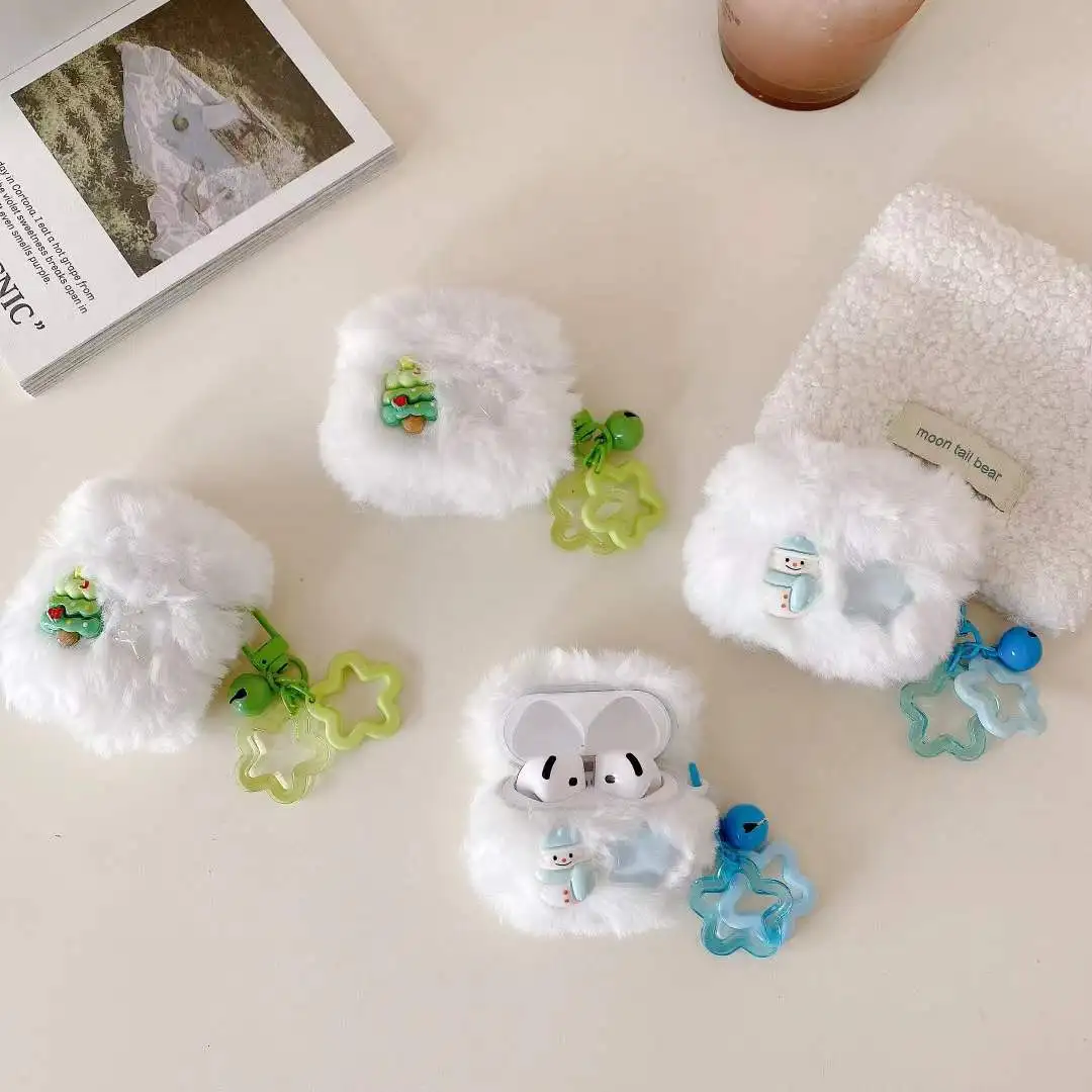 Фото Для Apple AirPods 1 2 3 4 Pro 2 AirPods Pro3 2025 Новый чехол Милая плюшевая рождественская елка Санта-Ити Чехол для наушников с подвеской №2