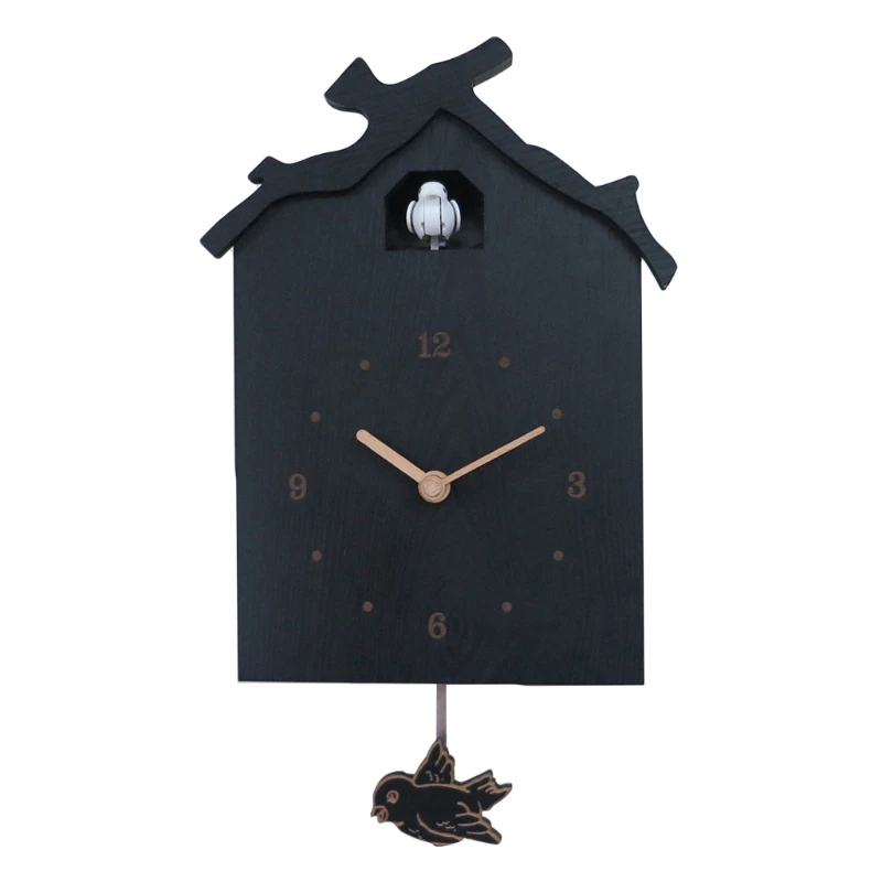 

Wooden House Bird Cuckoo Quartz Wall Clock Time Swing Alarm Watch Horologe Home Restaurant Bedroom Decoration G99A