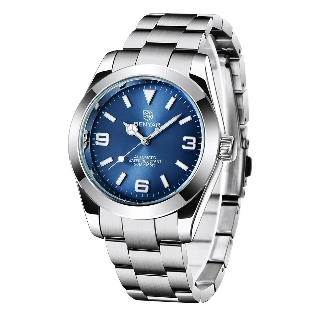 

2021 New Benyar Top Brand Men's Automatic Mechanical Watches Stainless Steel Waterproof Clock Men Luxury Watch Relogio Masculino