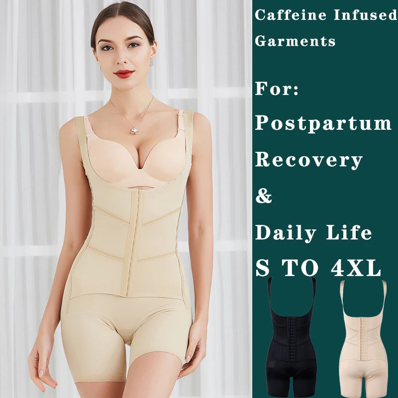

Bodysuit Shapewear Women Postpartum Strong Compression Breasted Caffeine Infused Garment Body Shaper Abdominal Belly Fat Control