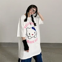 hello kitty sanrio kawaii ins three dimensional embroidery couple short sleeve t shirt schoolgirl korean style trendy loose