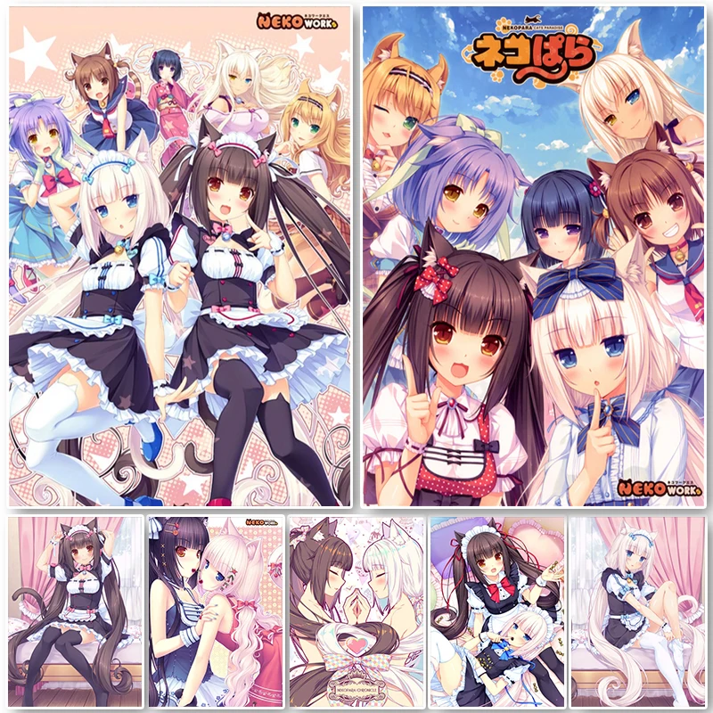 

Nekopara Neko Para Chocola Vanilla Anime Catgirl Paradise Game Poster Prints Canvas Painting Wall Art Pictures Room Home Decor