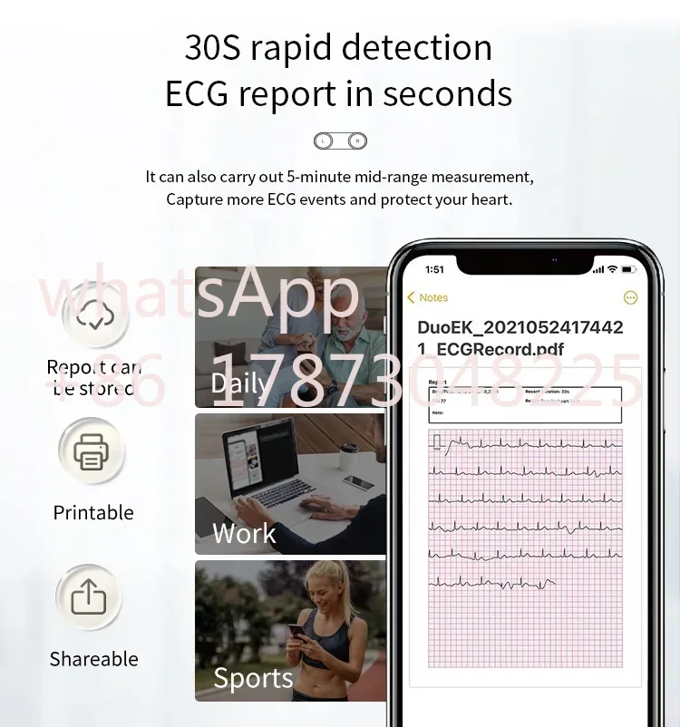 LEPU 24-часовой портативный монитор ЭКГ/ЭКГ Холтер с анализами AI