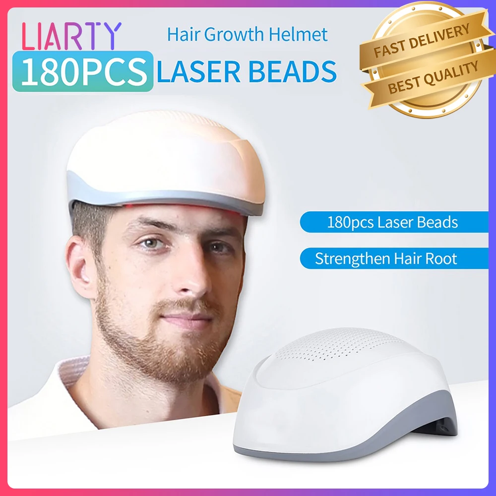 180 Laser Beads Hair Growth Helmet  Anti Hair Loss Treatment LED light Therapy Hair Restore Device Men's Cap For Hair ReGrowth