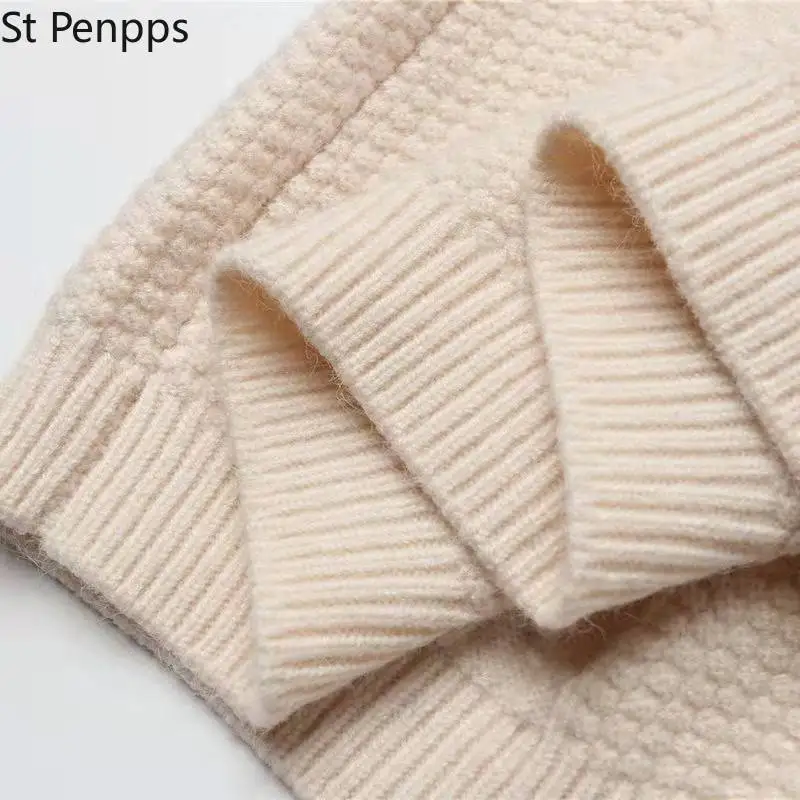 Осенний свитер с вышивкой кардиганы Женский однотонный Повседневный круглым