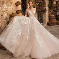 vintage wedding dress organza with embroidery ball gown train o neck full sleeve back button %e2%80%8bbridal gowns vestido de casamento