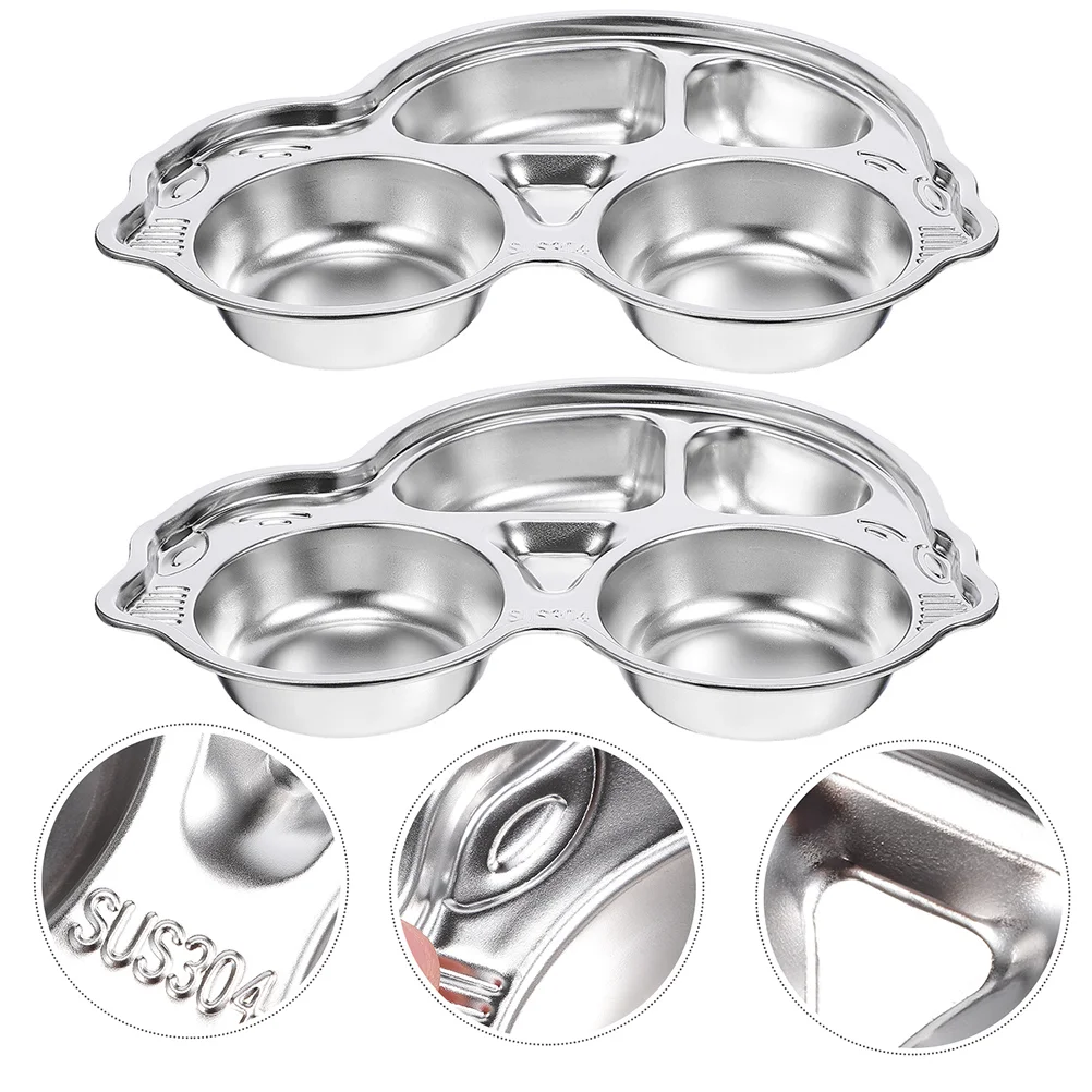 

Divided Plate Tray Plates Kids Serving Lunch Dishes Metal Platter Meal Portion Compartment Steel Stainless Dinner Fruit Holder