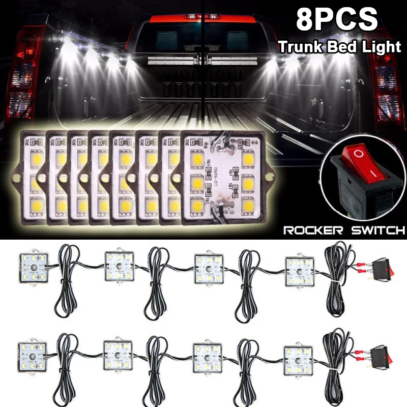 

8pcs Universal Led Pickup Truck Lighting Light Kit Waterproof Bright Pickup Truck Bed Light for Toyota Chevy Dodge Pickup GMC