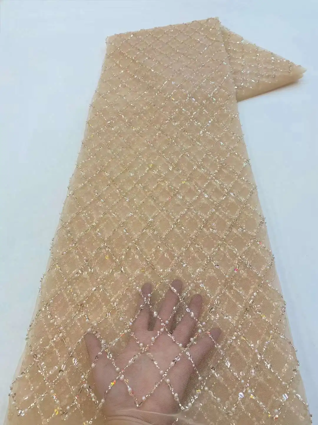 

Красивое дизайнерское платье с красочными бусинами и вышивкой из блесток, французская Тюлевая сетка для свадебных вечерних платьев