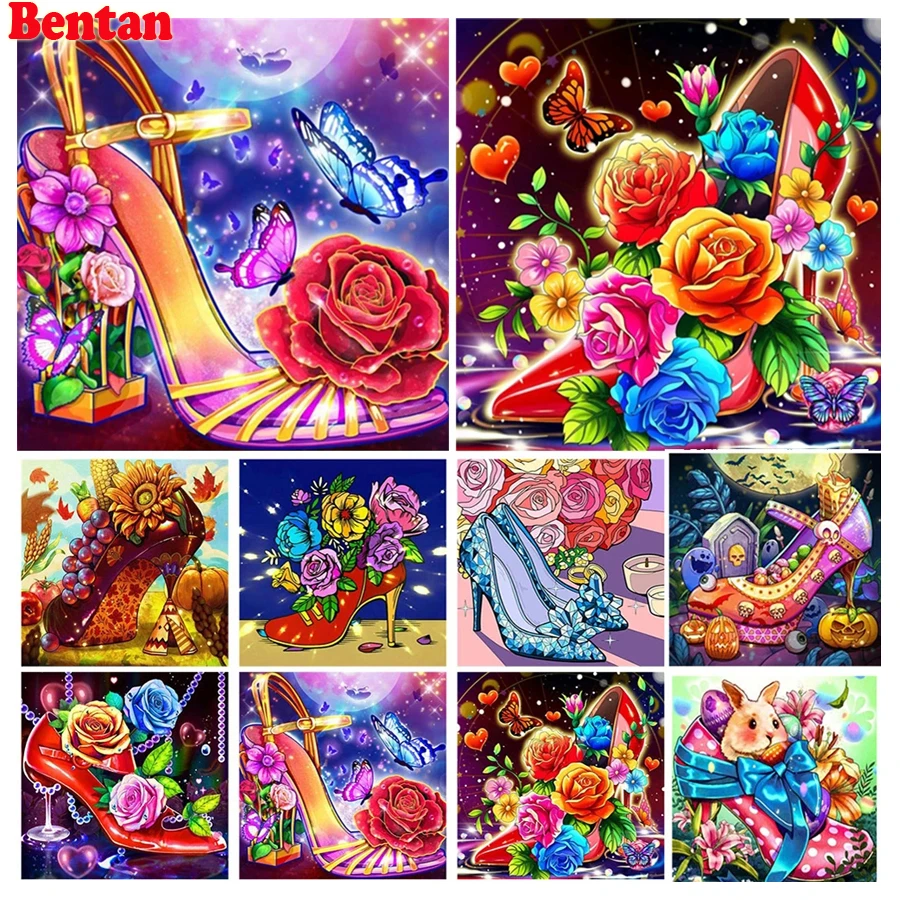 

Алмазная живопись, красочные высокие каблуки, цветок, вышивка крестиком, рукоделие, мозаика, вышивка, полная квадратная стразы, украшение дл...