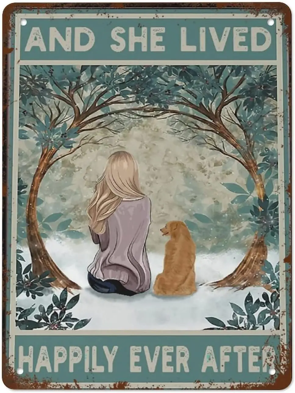 Забавные металлические знаки для ванной любовь собака девушка и она жила