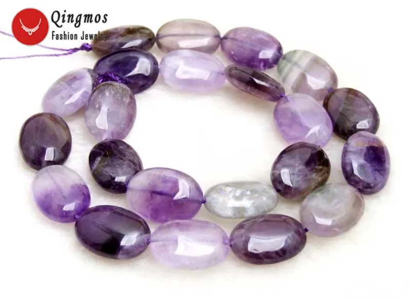 

Qingmos 13*18mm Oval Genuine Purple Amethyst Loose Beads for Jewelry Making DIY Necklace Bracelet Earring Strand 15" los338