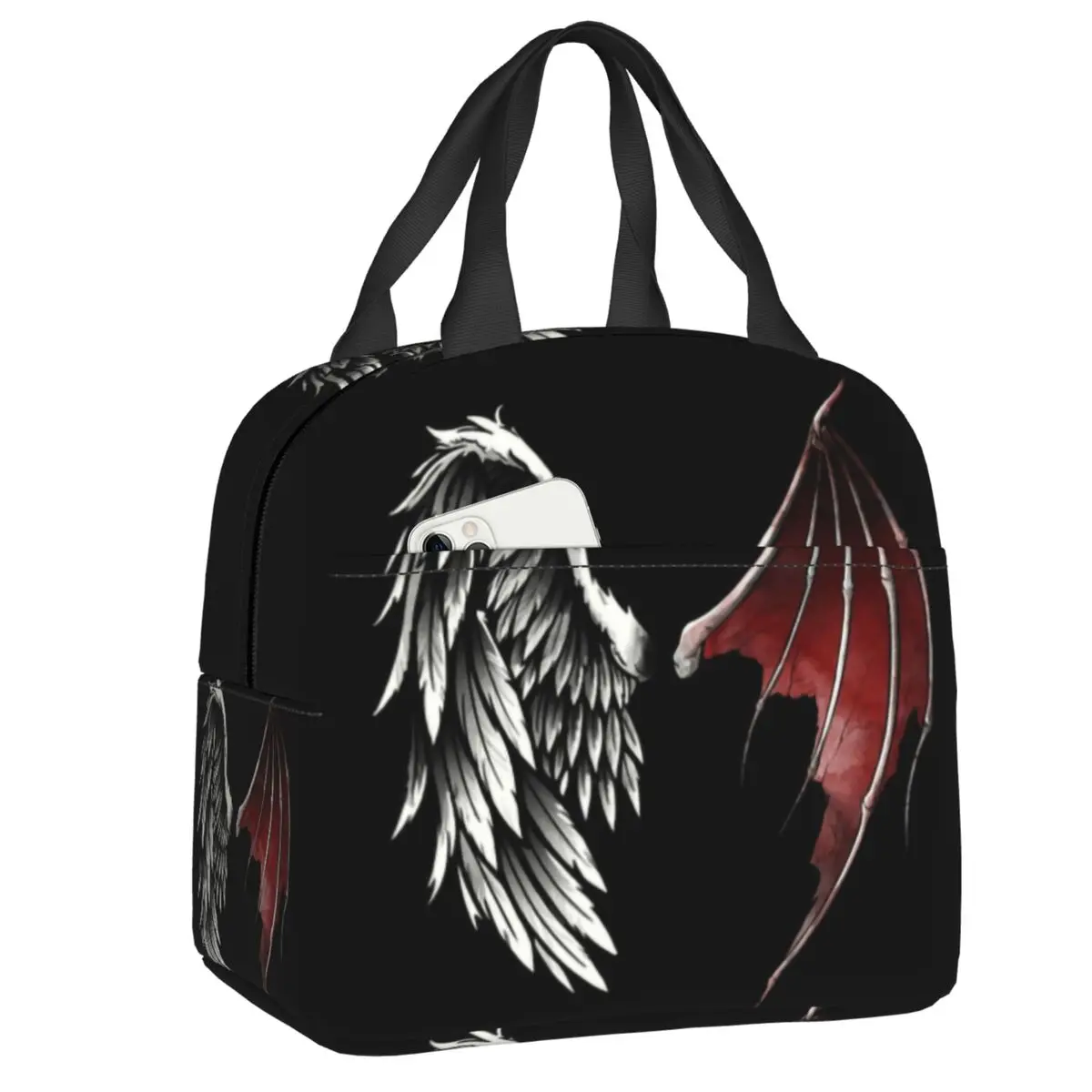 

Lucifer Wings Insulated Lunch Bags for School Office Satan Morningstar Devil Portable Thermal Cooler Lunch Box Women Kids