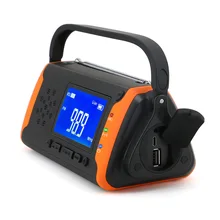 Newest Solar Emergency Power Hand Crank Dynamo Generator 4000mAh Phone Charger Bank SOS AM/FM NOAA Weather COB Flashlight Radio