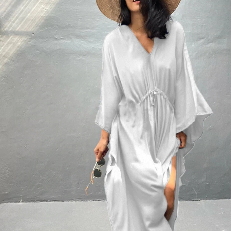 

Летнее свободное солнцезащитное платье для девочек, купальник, платье-комбинезон, свободная юбка с коротким рукавом, 10CD