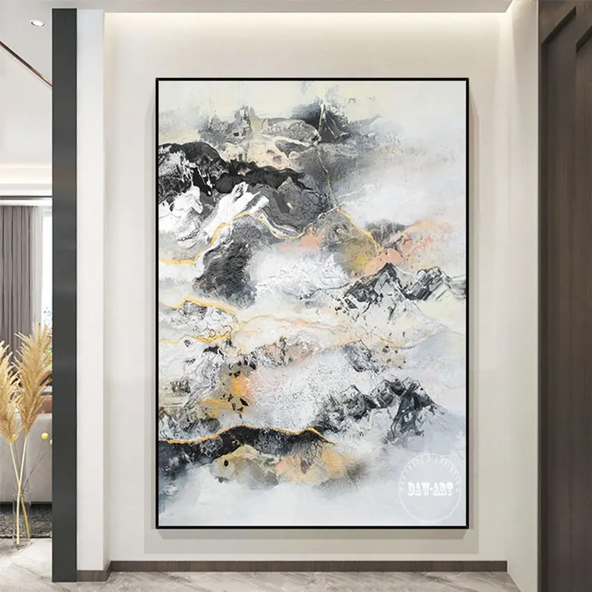 

Красивая половинчатая абстрактная живопись в китайском стиле, холст в рулоне, белая, черная, Акриловая картина, кухонный Настенный декор без рамки