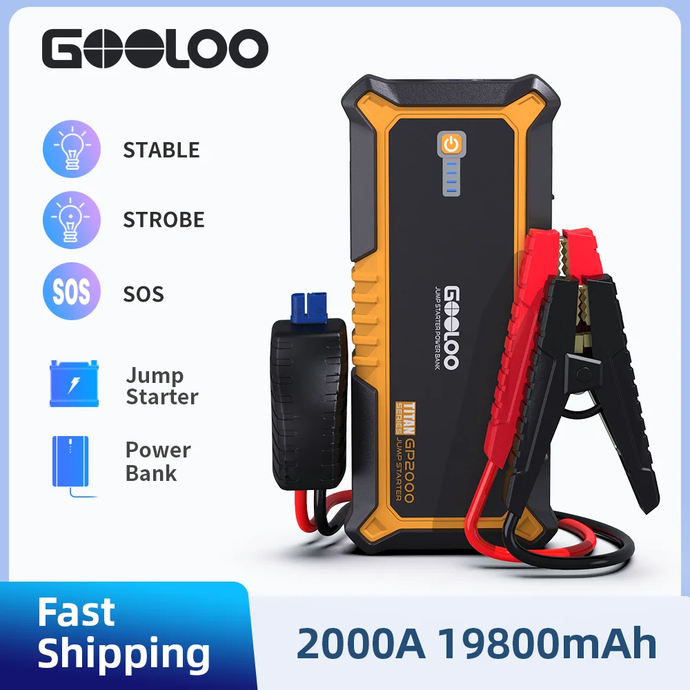 $66.70 GOOLOO 20000mAh Jump Starter Device Battery Portable Power Bank Emergency Booster Auto Car Starting Auxiliary 12V Car Charger