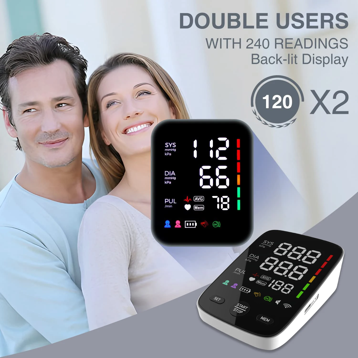 Автоматический монитор артериального давления Kingclinic с дизайном в стиле руки 2x120