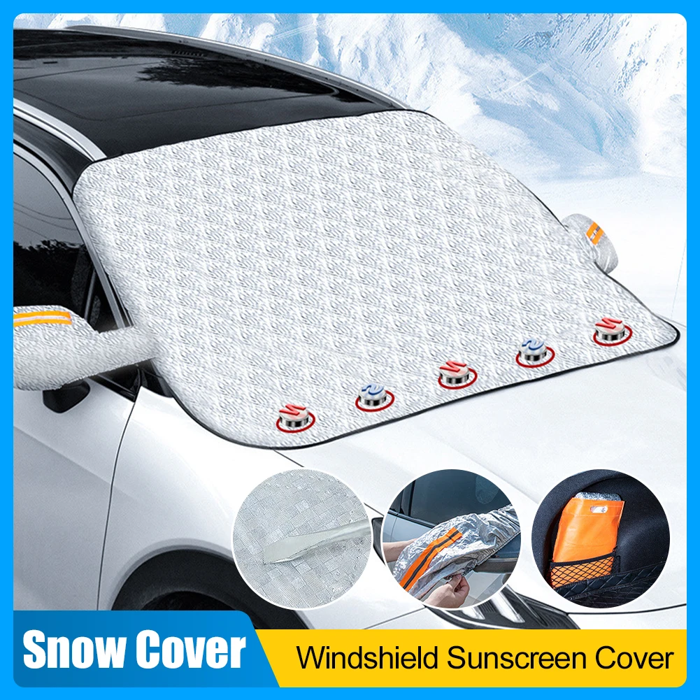 

160 x 115cm Universal Car Windshield Snow Cover Glass Sunshade Snow Ice Protection Cover for Winter Summer Thicken Aluminum Foil