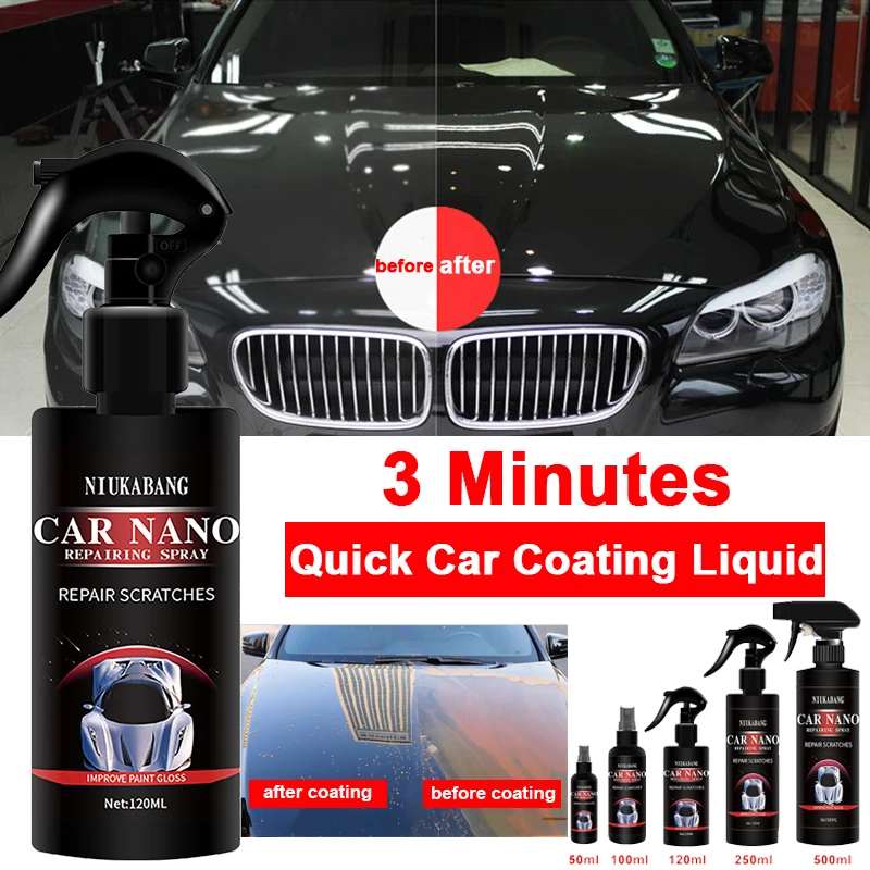 50/100/120/250/500ml Car Quick Coating Liquid Nano Paint Coating Spray Protection Film for Full Car Paint Glass Wheel Headlight