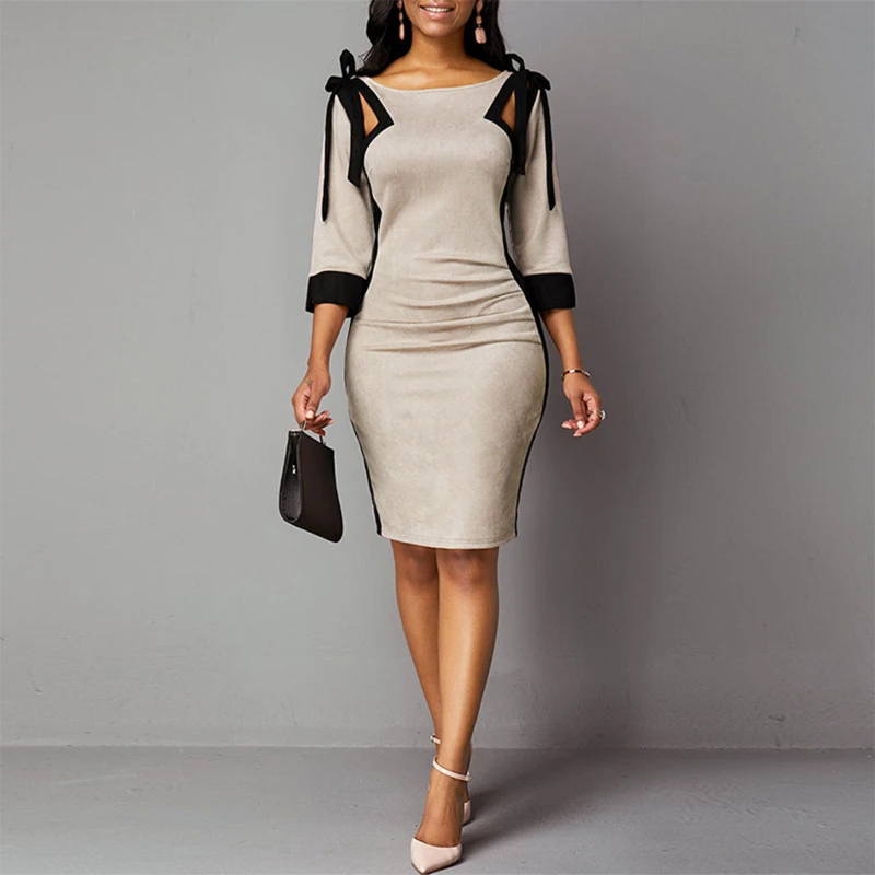

2023 New Spring Fashion Women Vintage Elegant Work Wear Peplum Vestidos Business Party Bodycon Office Career Women Dress