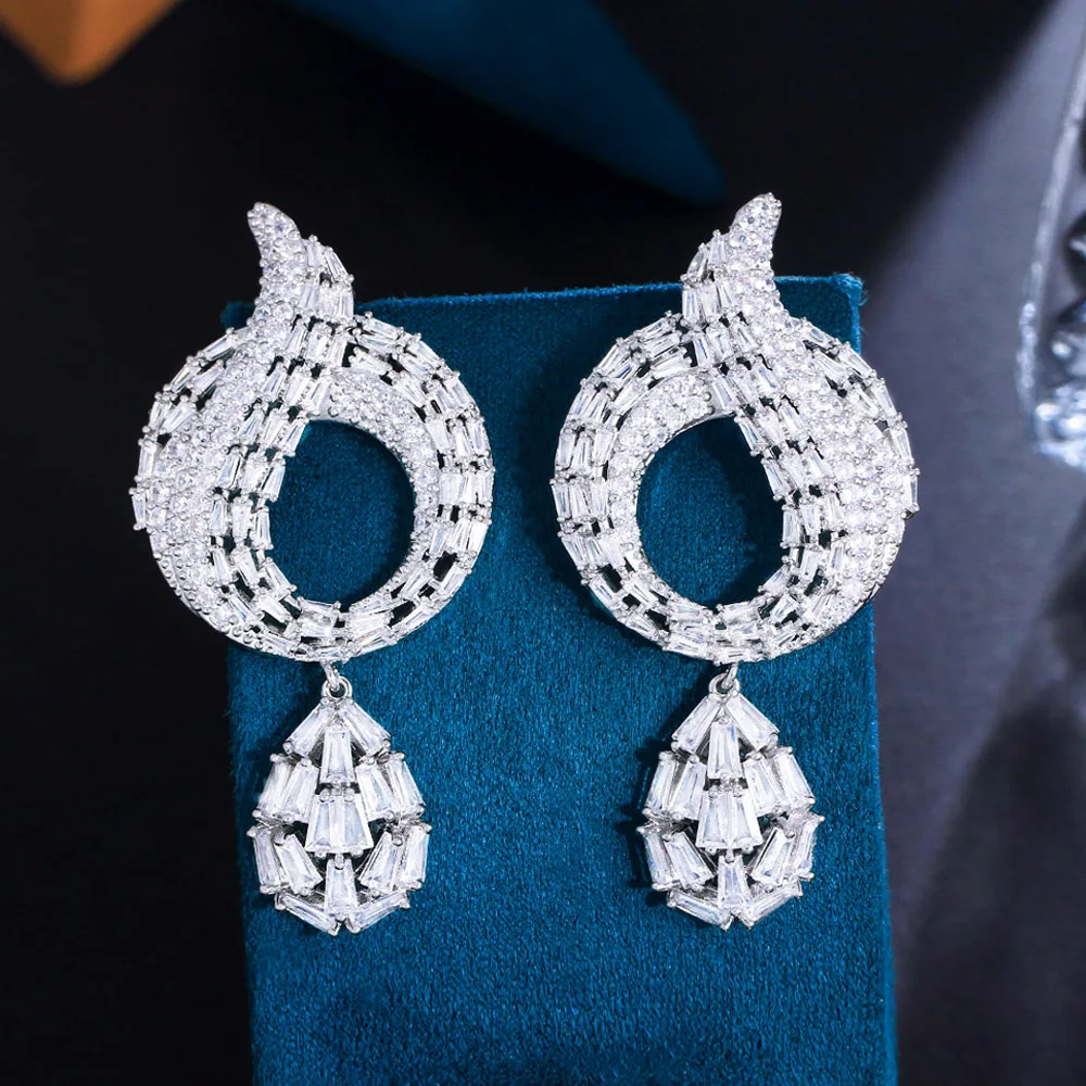 

ThreeGraces Glittering Cubic Zirconia Stone Silver Color Long Dangle Drop Earrings for Women Luxury Bridal Party Jewelry E1121