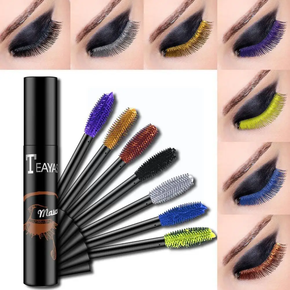 Color Mascara Waterproof And Quick Dry Not Blooming Lengthen Long Curling Eyelash Mascara Blue Color Black Purple Gold M5a9