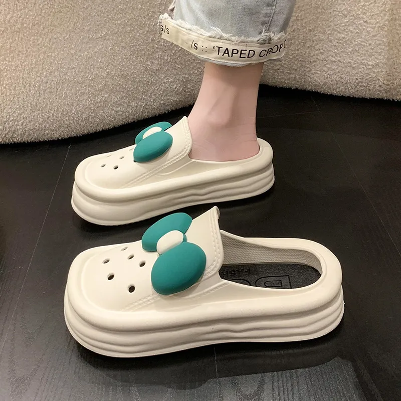 

Шлепанцы женские с бантом-бабочкой, мягкая Уличная обувь на средней платформе, с закрытым носком, римские тапочки, лето 2023