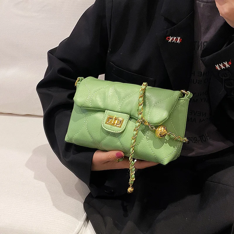 

Woman 2022 Trend Small Square Flap Leather Handbags Fashion Solid Color Lady Metal Chain Designer Bags Luxury Handbags Purses