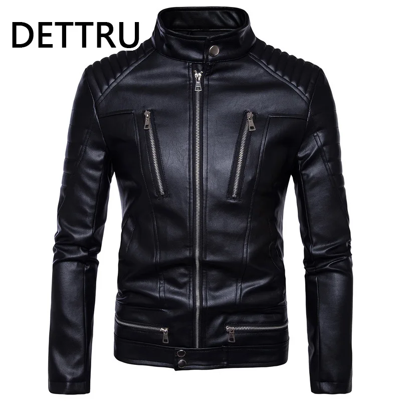 

Fashion Mens Bomber Jackets Men Faux Leather Coat Zipper Overcoat Motor Jacket Motorcycle Bikers Punk Man Brand Top Colthing