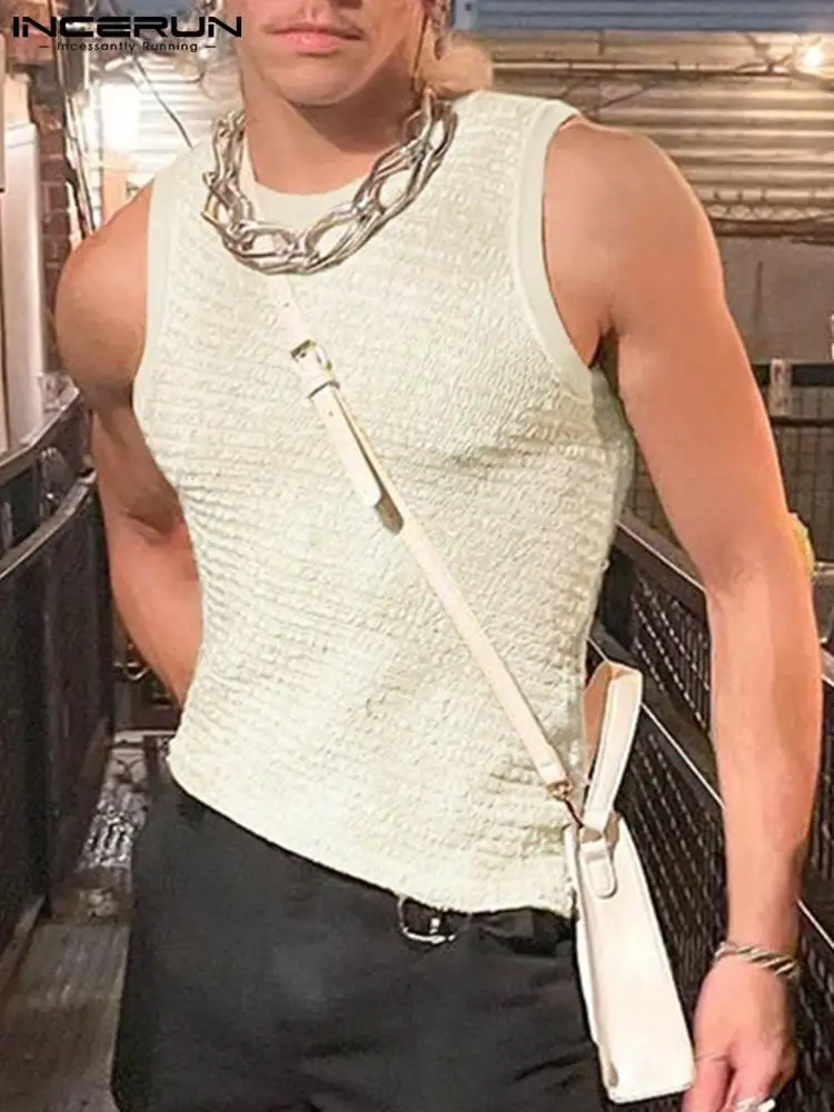 

INCERUN Tops 2022 American Style New Men Waistcoat All-match Simple Male Casual Streetwear Hot Sale Solid Sleeveless Vests S-5XL