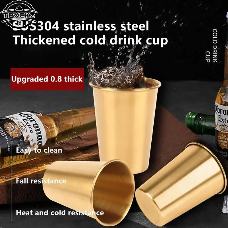 

350ml Stainless Steel Beer Cups Household Office Metal Water Drinks Coffee Tumbler Tea Milk Mugs Kitchen Dining Bar Drinkware
