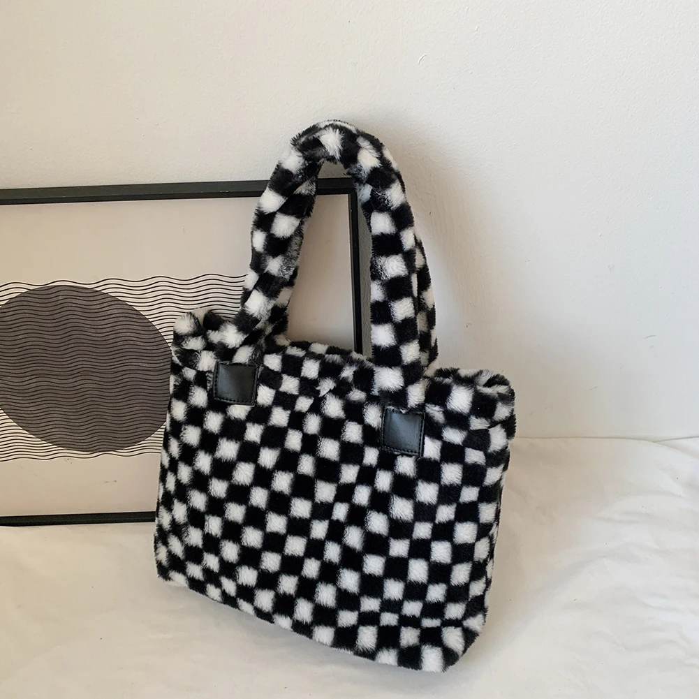 

Сумка на плечо женская с принтом в клетку, Модный повседневный саквояж на плечо с верхней ручкой, сумочка для покупок