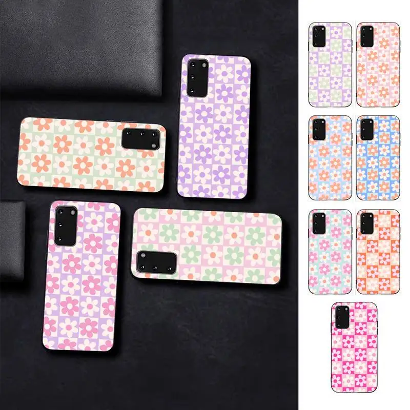 

Checkerboard Plaid Checked Checkered Flower Phone Case for Samsung S10 21 20 9 8 plus lite S20 UlTRA 7edge