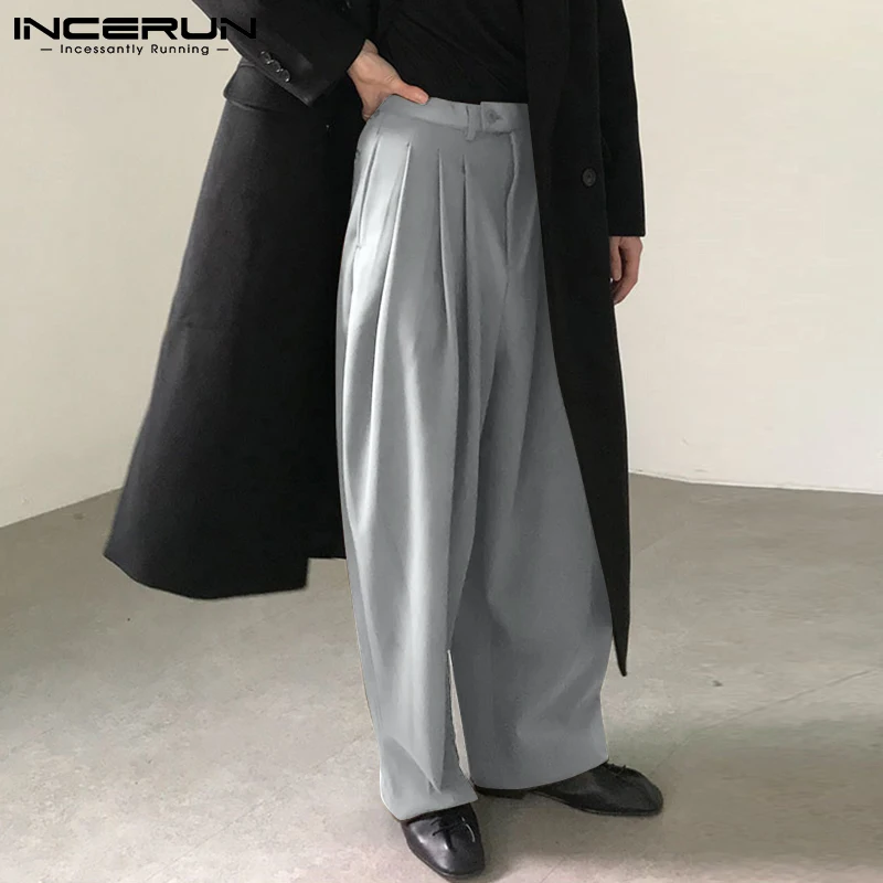 

Men's High Waist Pantalons Fashion Hot Sale Party Nightclub Solid Comfortable All-match Simple Wide-leg Pants S-5XL 2022 INCERUN