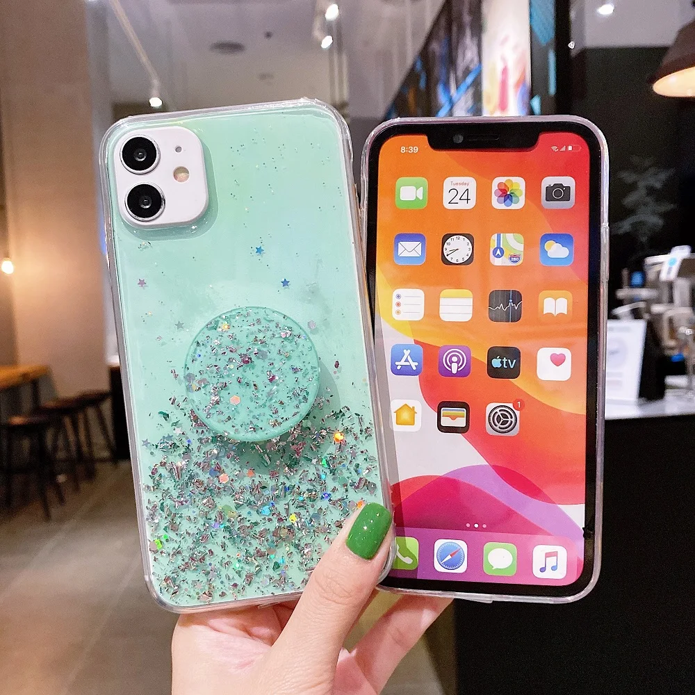 Holder Glitter Case For Xiaomi Mi 11T 11 Lite Redmi 10C 9A 9C Note 10 11 9 5 8 9T 8T 7 6 Pro 11S 10S 8A 7A 6A 10A Silicone Cover