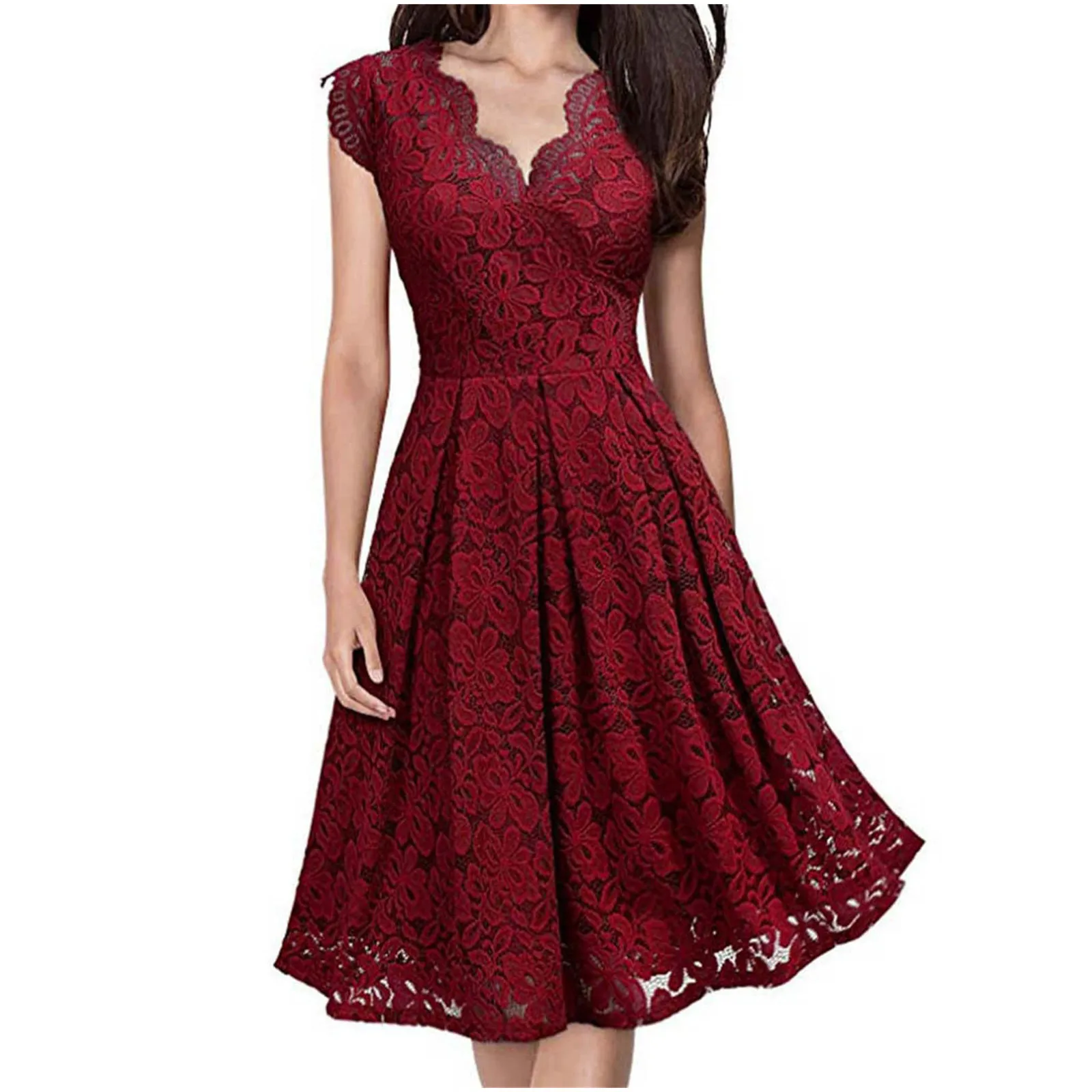 

Women's Dress Lace Pacthword Casual Solid Dress V-neck Sleeveless Dress Платье Женское Traf Robe Femme Vestidos Elegantes Para