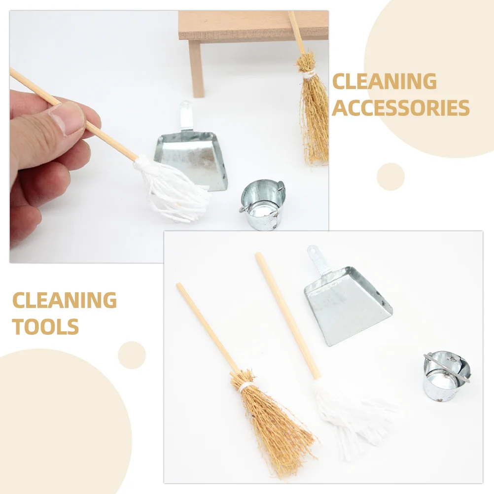 Комбинированный дом метла мини-аксессуары модель мебели из смолы инструменты