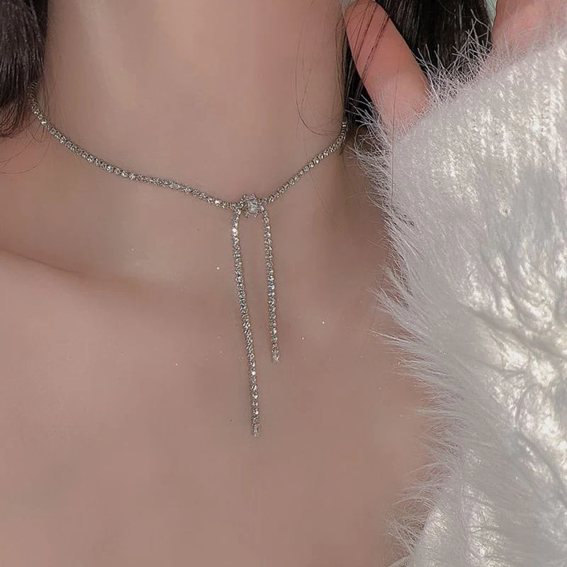 Роскошное Сверкающее Колье-чокер С Кубическим Цирконием Для Женщин Свадебные