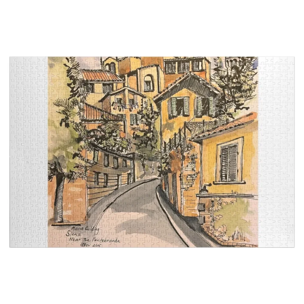 Сиена Италия рядом Fontebranda. Ручка и стирка. Пазл Персонализированный деревянный