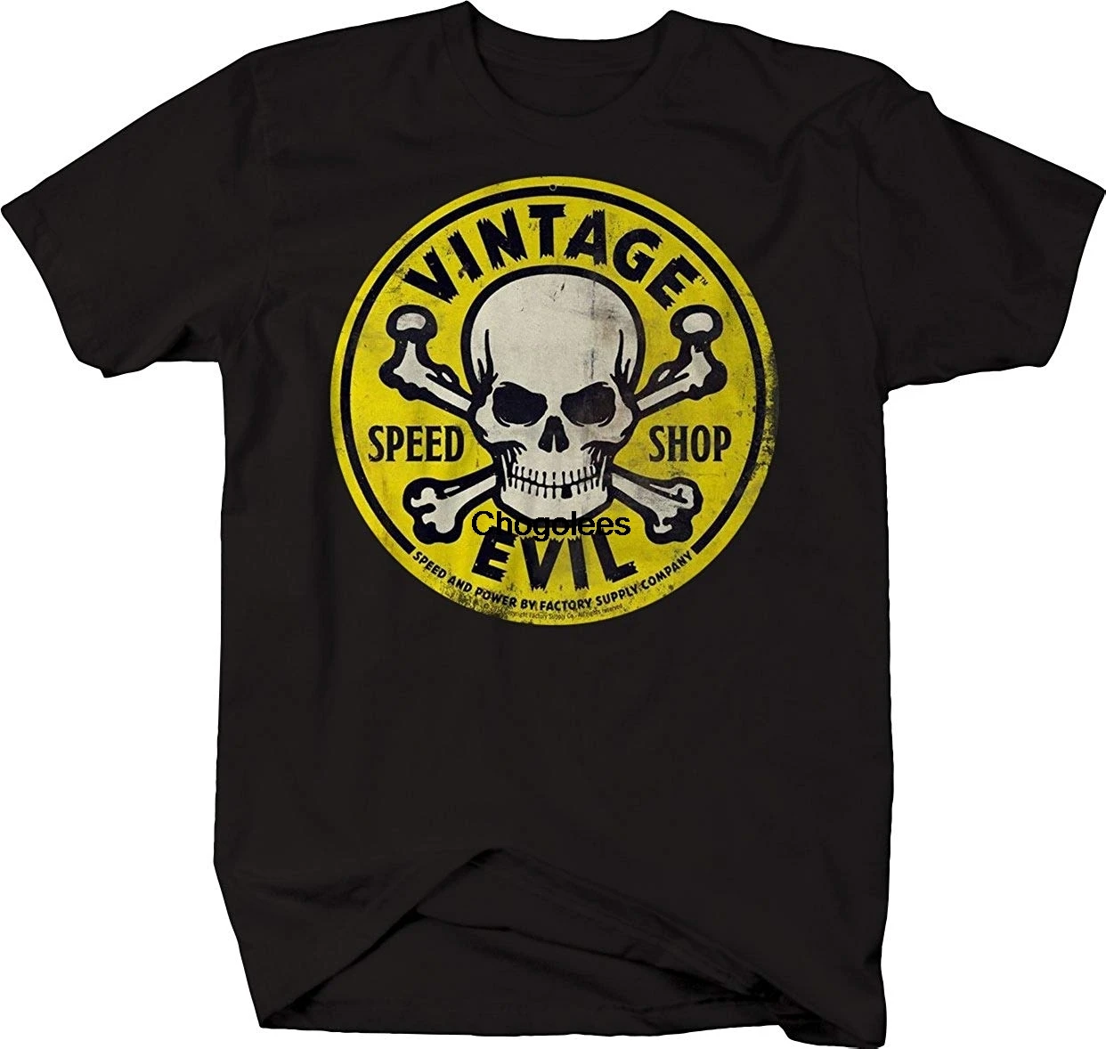Мужская хлопковая футболка винтажный зловещий Speed Shop желтая гоночная с черепом и