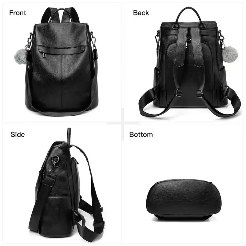 

Fashionable Leather Backpack Designer Travel Backpack for Women Large Brown Shoulder Bags, Stylish Purse.