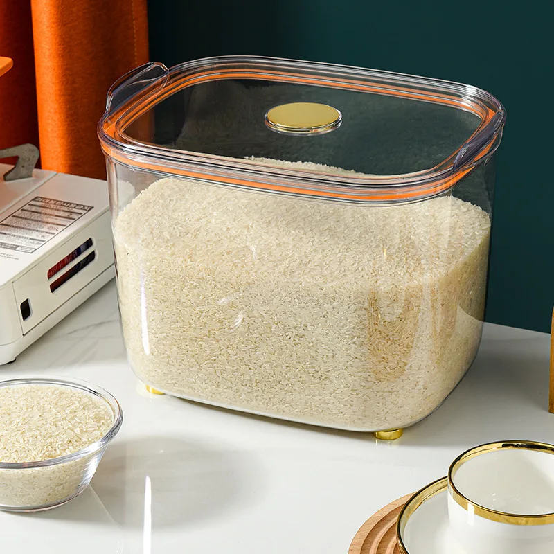 5kg/10kg Grain Rice Storage Container Cereal Dispenser with Lid Measure Cup Dry Food Flour Bucket Kitchen Organizer Cabinet