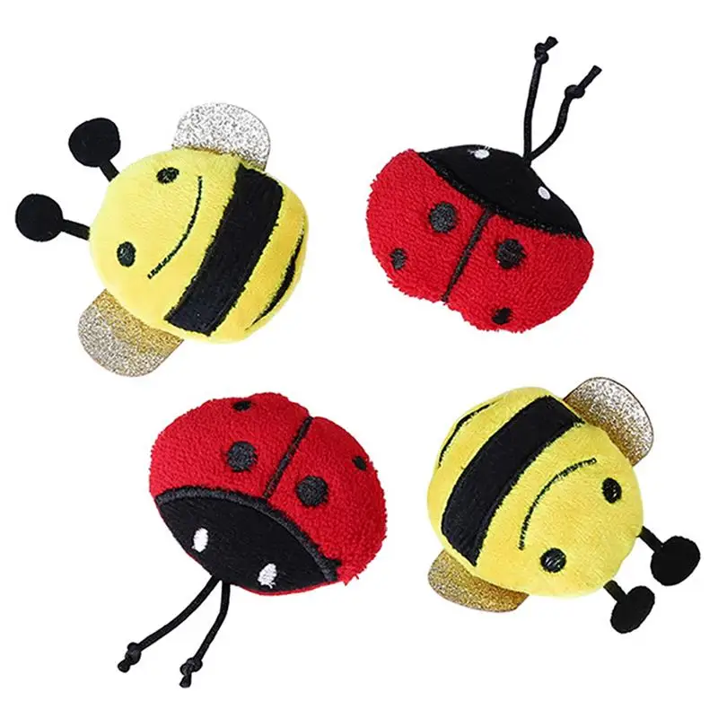 

2PCS Cat Catnip Toy Plush Bee Ladybird Cat Chew Toy Bite Resistant Kitten Play Toy For Indoor Cat Pet Supplies Accessories