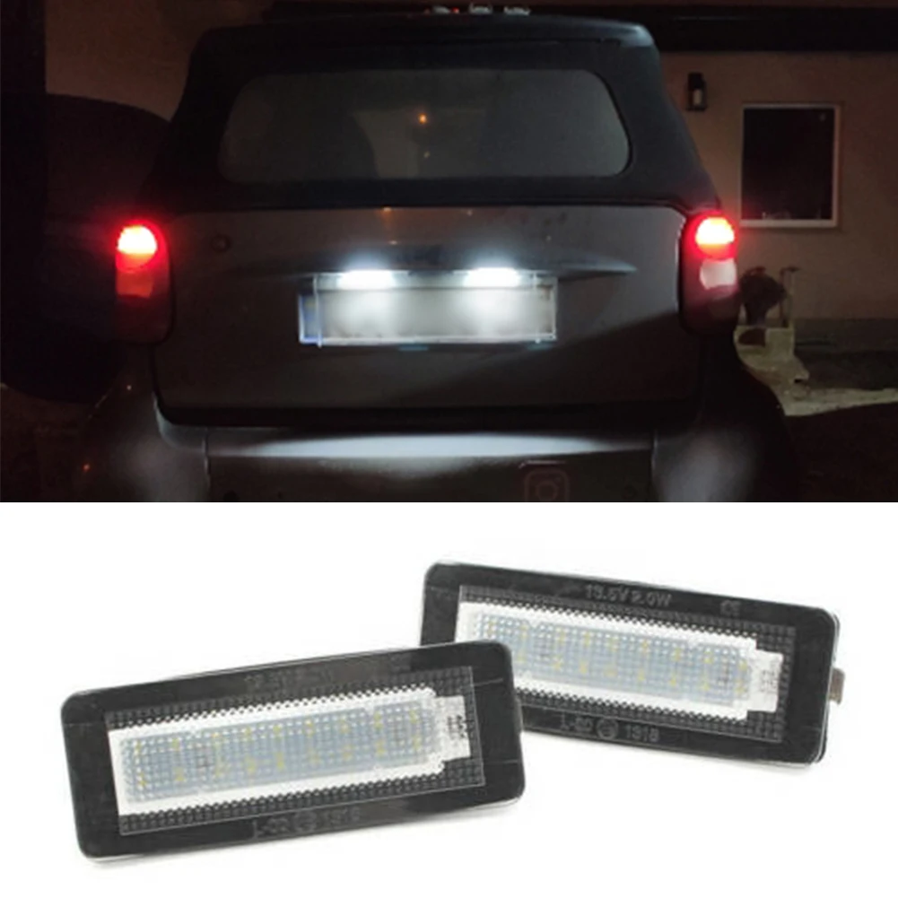 

2X LED License Plate 6500K Lights White For Smart Fortwo Coupe Cabrio 450 451 Low Consumption High Lumen Output