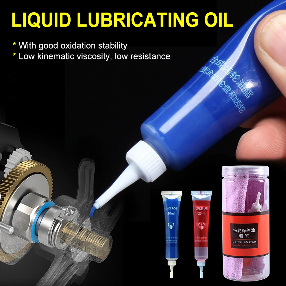 Купи 20ml+20ml Fishing Reel Lubricant Oil Gear Bearing Wet Dry Lubricant Grease Kit Spinning Reel Shaft Gear Lube Maintenance Tool за 170 рублей в магазине AliExpress