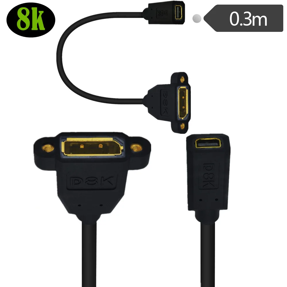 

8K мини DisplayPort мама с отверстием для винта к DP мама к Mini DP MINIDP кабель 60 гц 30 см