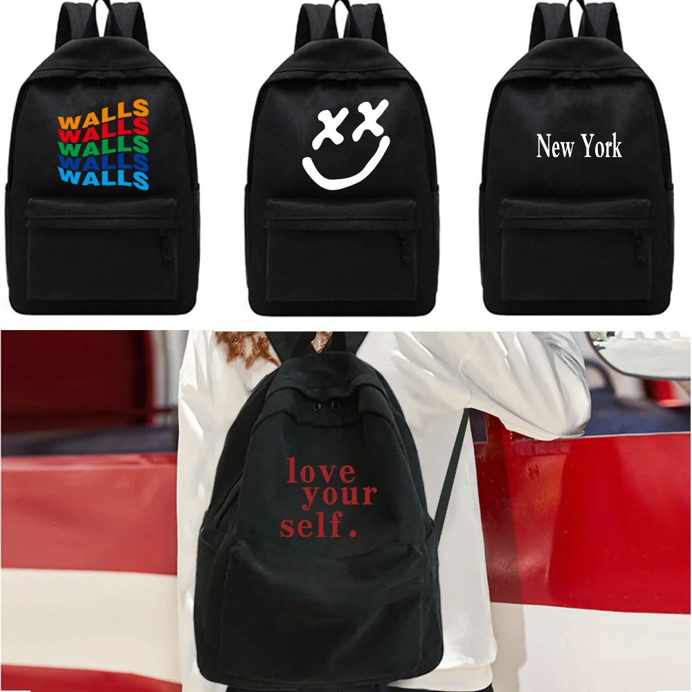 

Fashion Large Capacity Canvas Backpacks Women Men Walls Print Shoulder Bag Outdoor Sport Travel Backpack for Teenage School Bag