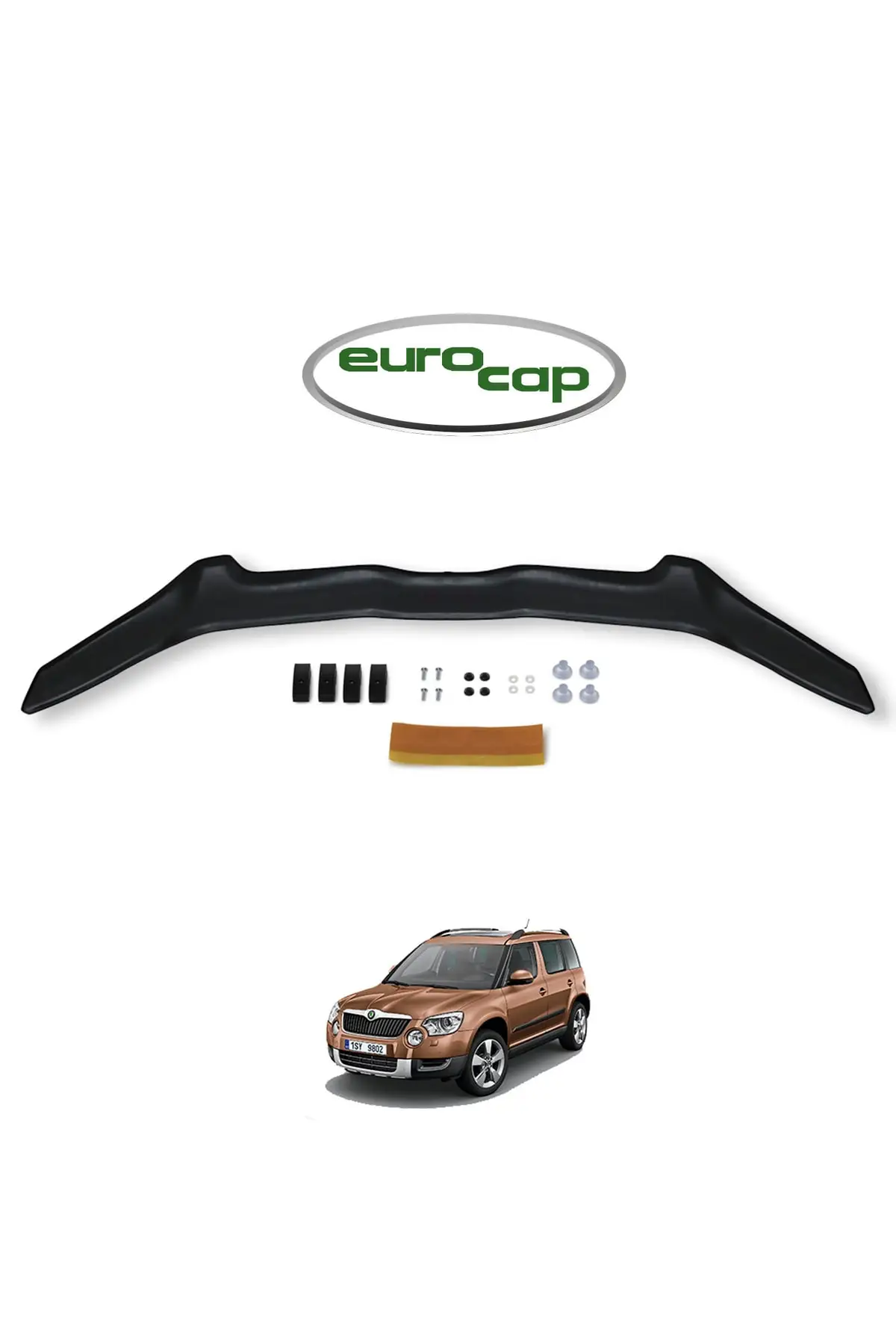 

Skoda Yeti Front Hood Protection Spoiler 3mm Acrylic (abs) Glossy Black Deflector 2009-2013